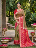 Beautiful Mehndi colored soft silk saree with a premium texture.