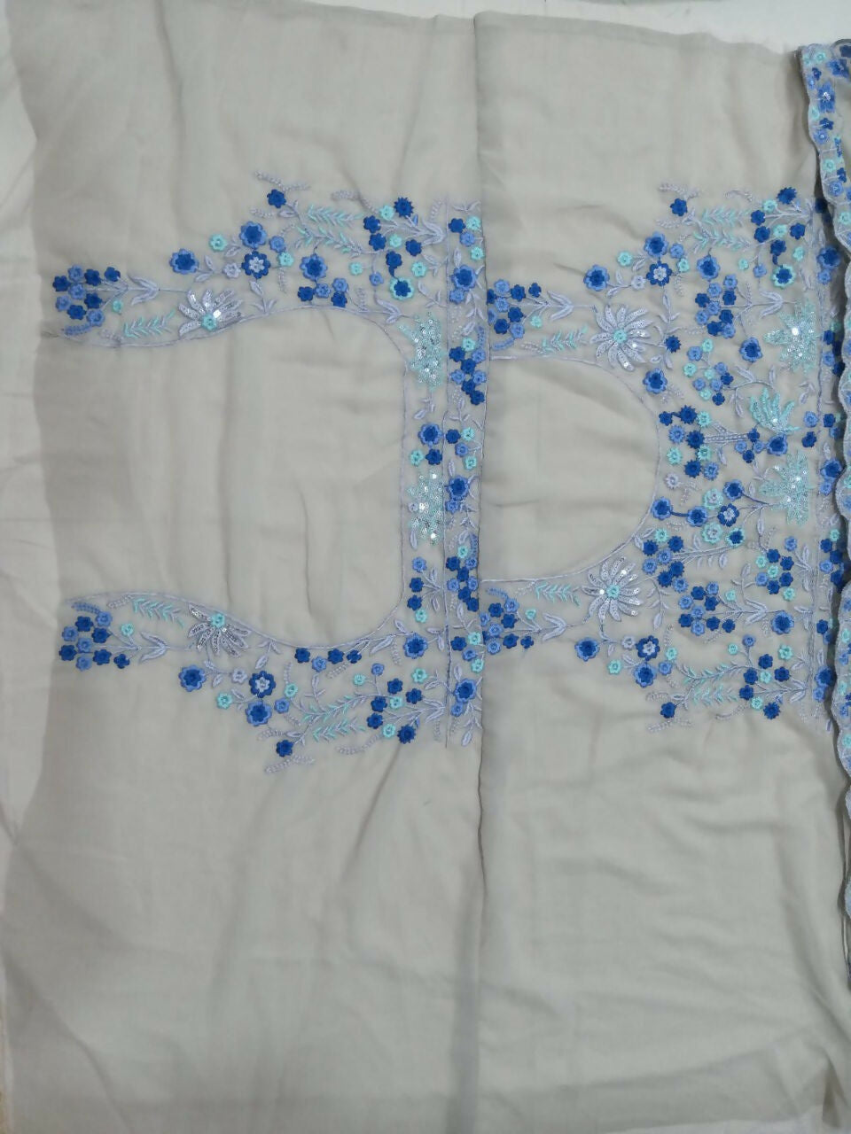 Sky Blue Faux Georgette Embroidered Lehenga Choli with Dupatta
