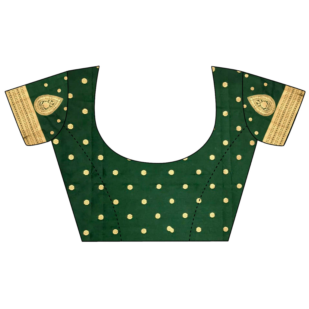 Bottle Green Soft Silk Banarasi Saree with Intricate Zari Weaving