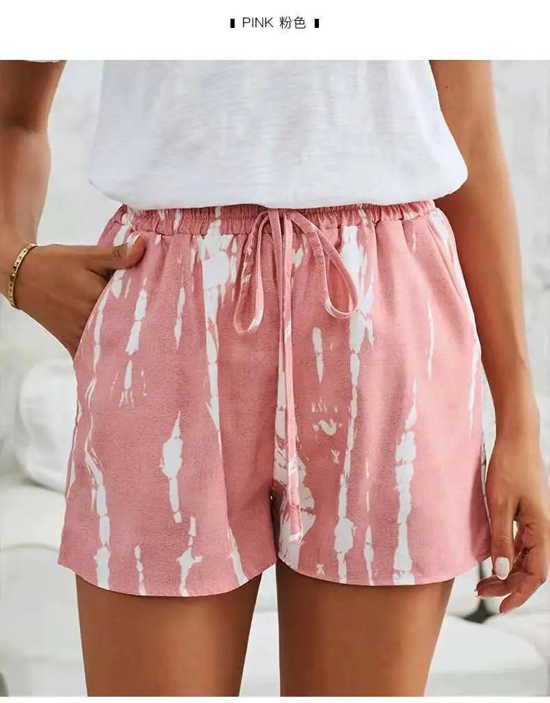 Women Summer Tie-Dye Striped High-Waist Loose Shorts - Image 2