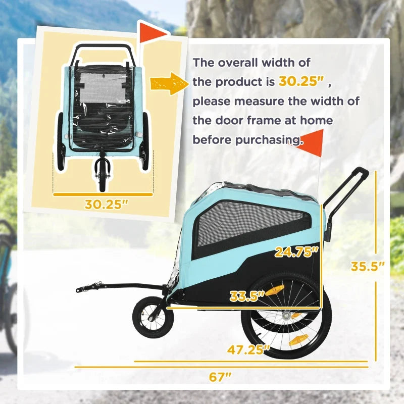 2-in-1 Dog Bike Trailer Pet Stroller Carrier for Large Dogs