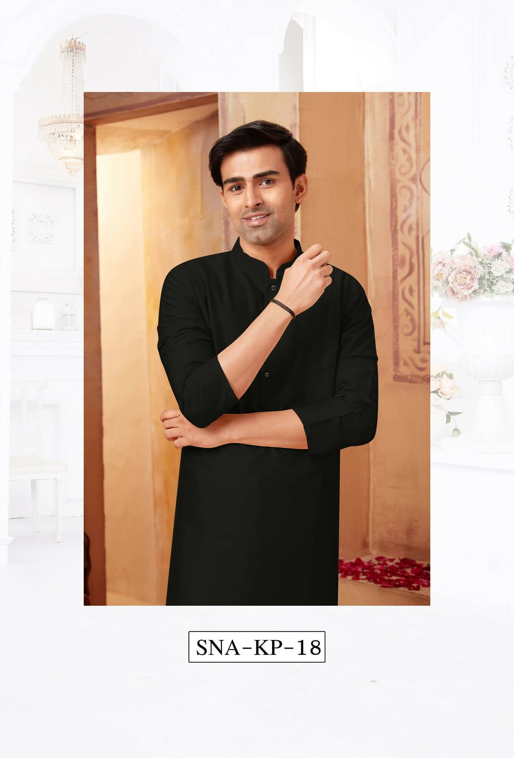 Boys Traditional Black Art Silk Kurta Pyjama Set