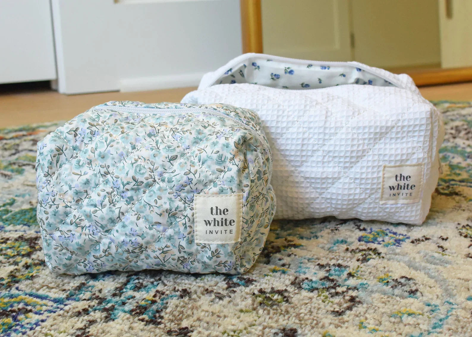 Floral Quilted Makeup Bag- Small