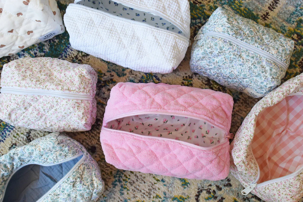 Floral Quilted Makeup Bag - Large
