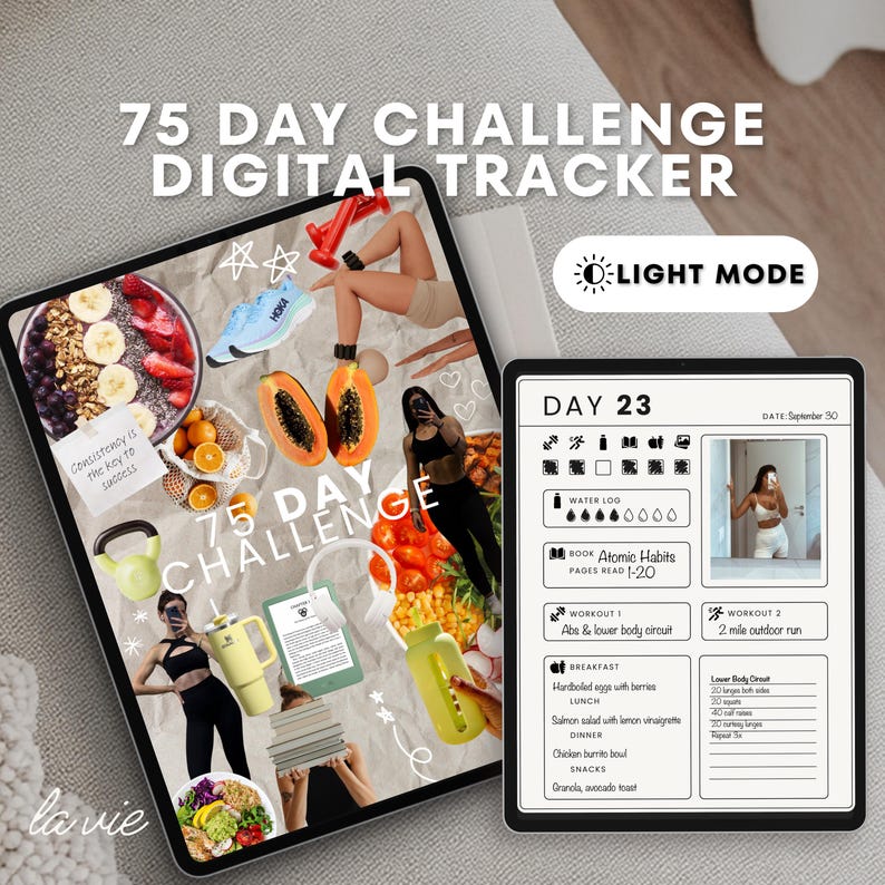 75 Day Challenge Tracker | Digital Planner for Self-Discipline, Fitness & Mental Toughness