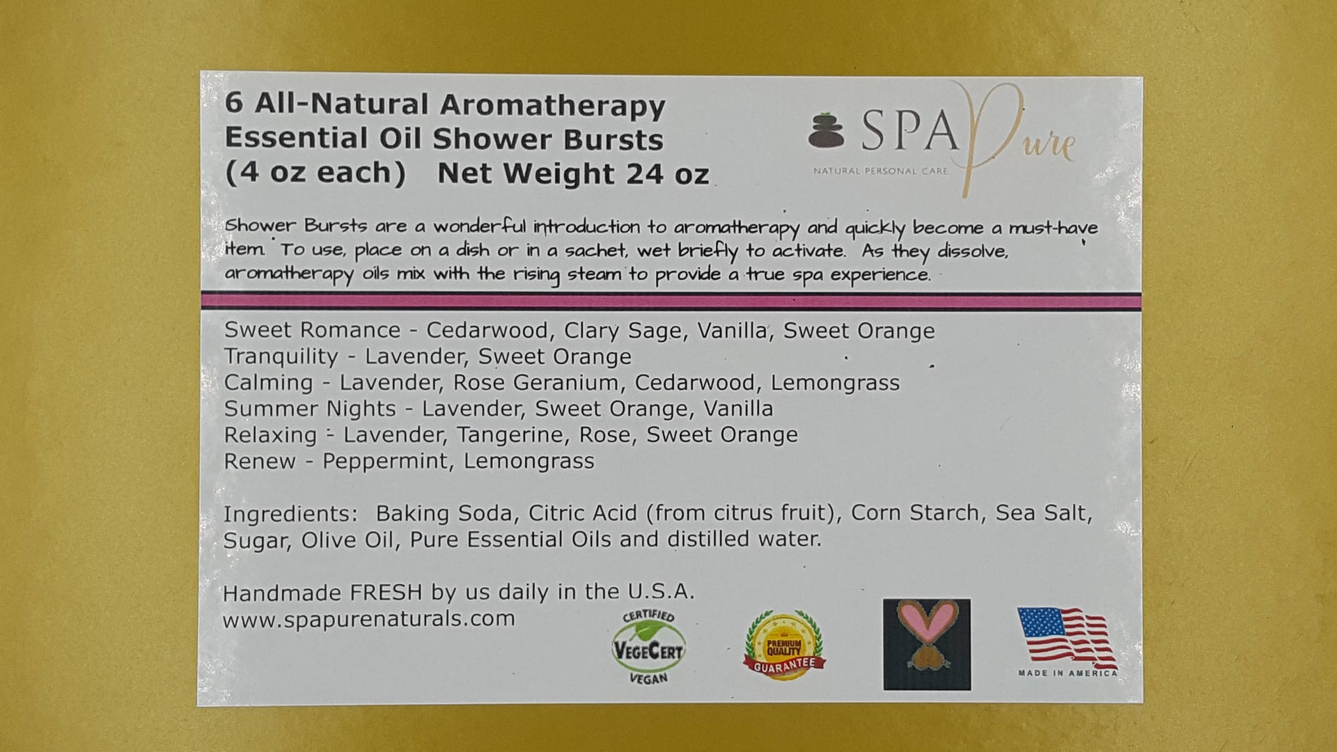 Gift Set with 6 Aromatherapy Shower Tablets - Wildberry - 100% Essential Oil Blends "SERENE"
