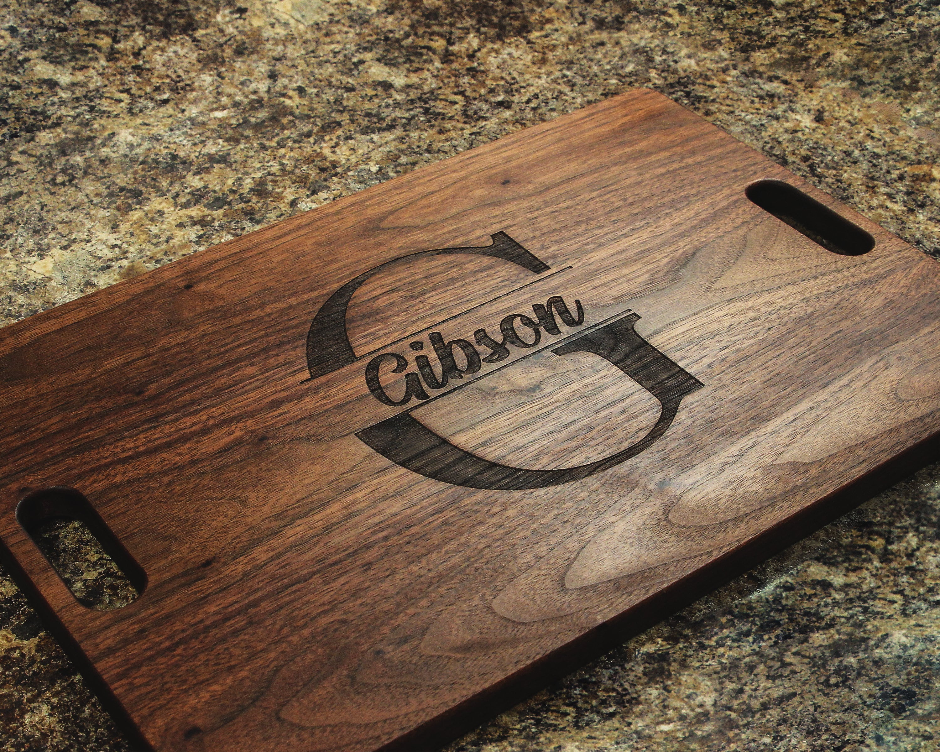 Personalized Cutting Board Wedding Gift, Monogrammed Cutting Board 18" x 12" With Juice Groove and Handles, Christmas, USA Made