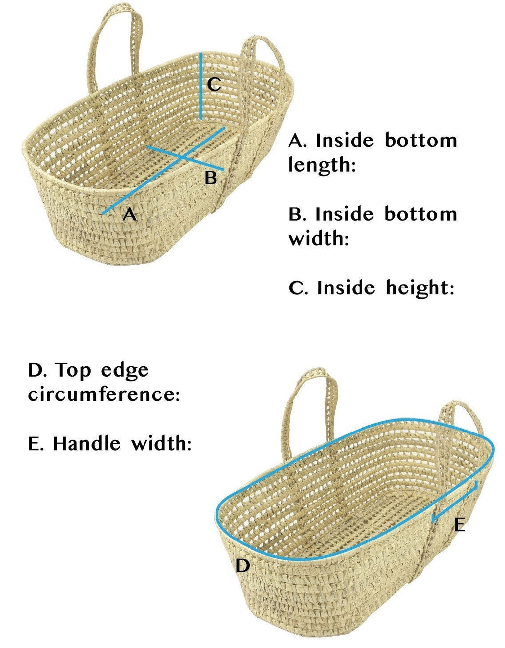 Modern Style Liner Cover ONLY for Palm Moses Basket - Custom Made