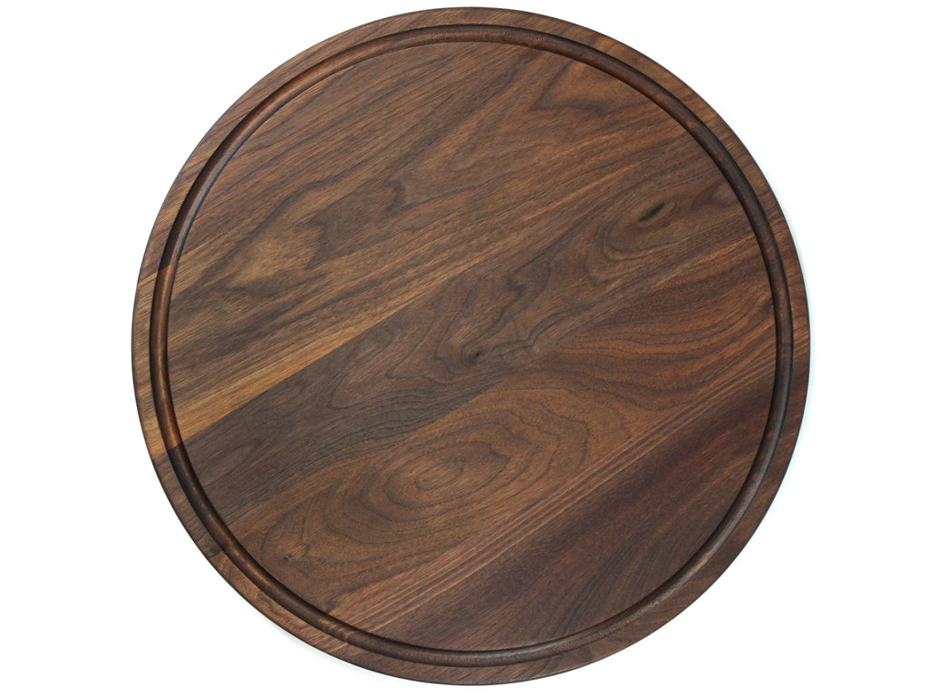 18" Walnut Personalized Round Board with Juice Groove, 18” Round Personalized Charcuterie Board, Wedding Gift, Gift For the Couple, USA Made