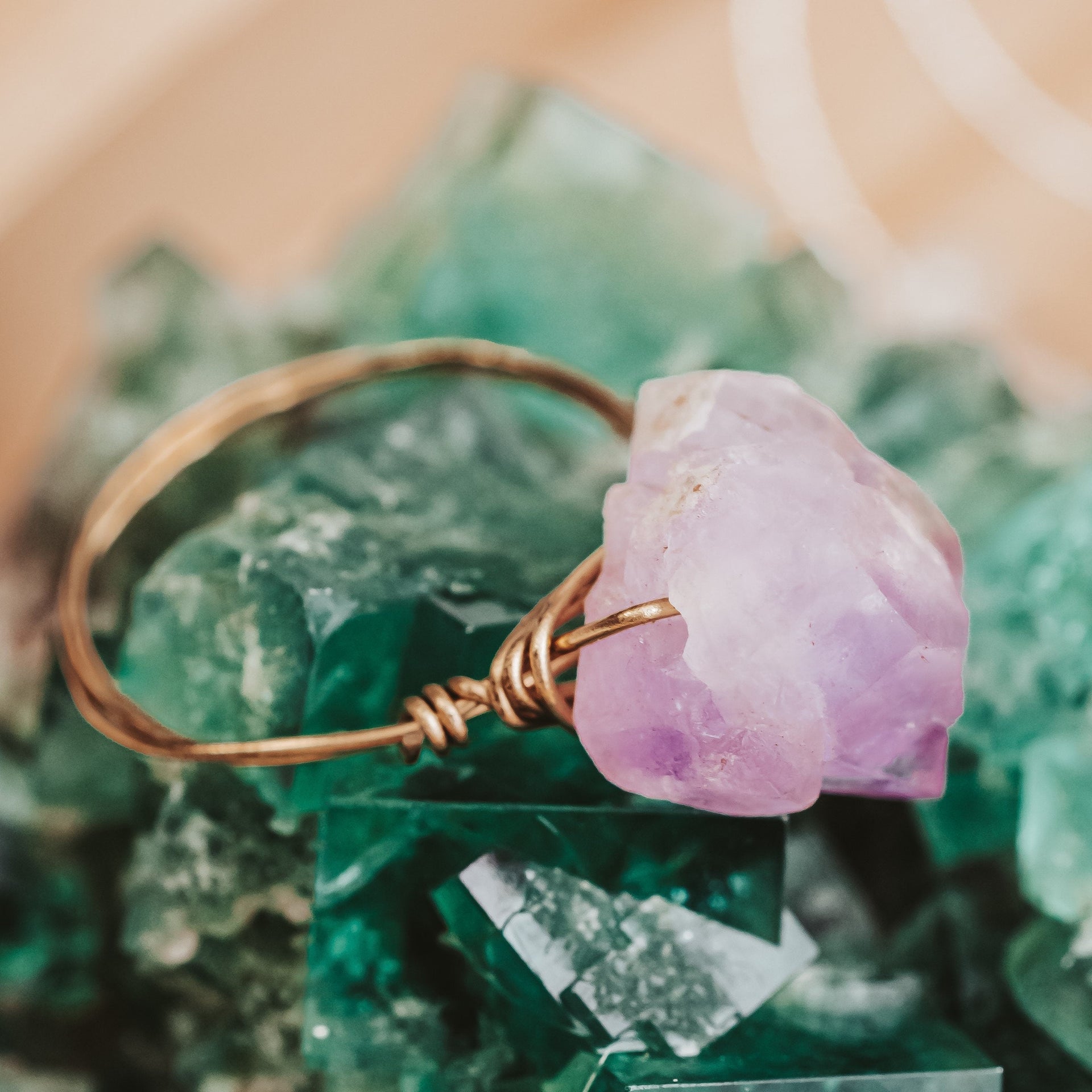 Raw Amethyst Crystal Ring – Hand Wrapped Purple Stone Ring