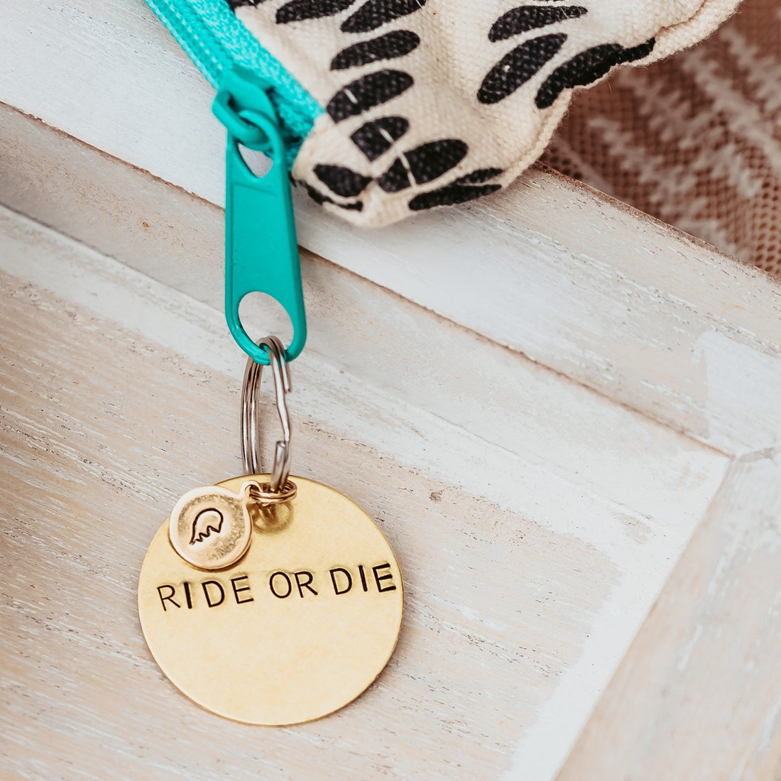I AM ENOUGH Brass Keychain with Rainbow Emoji