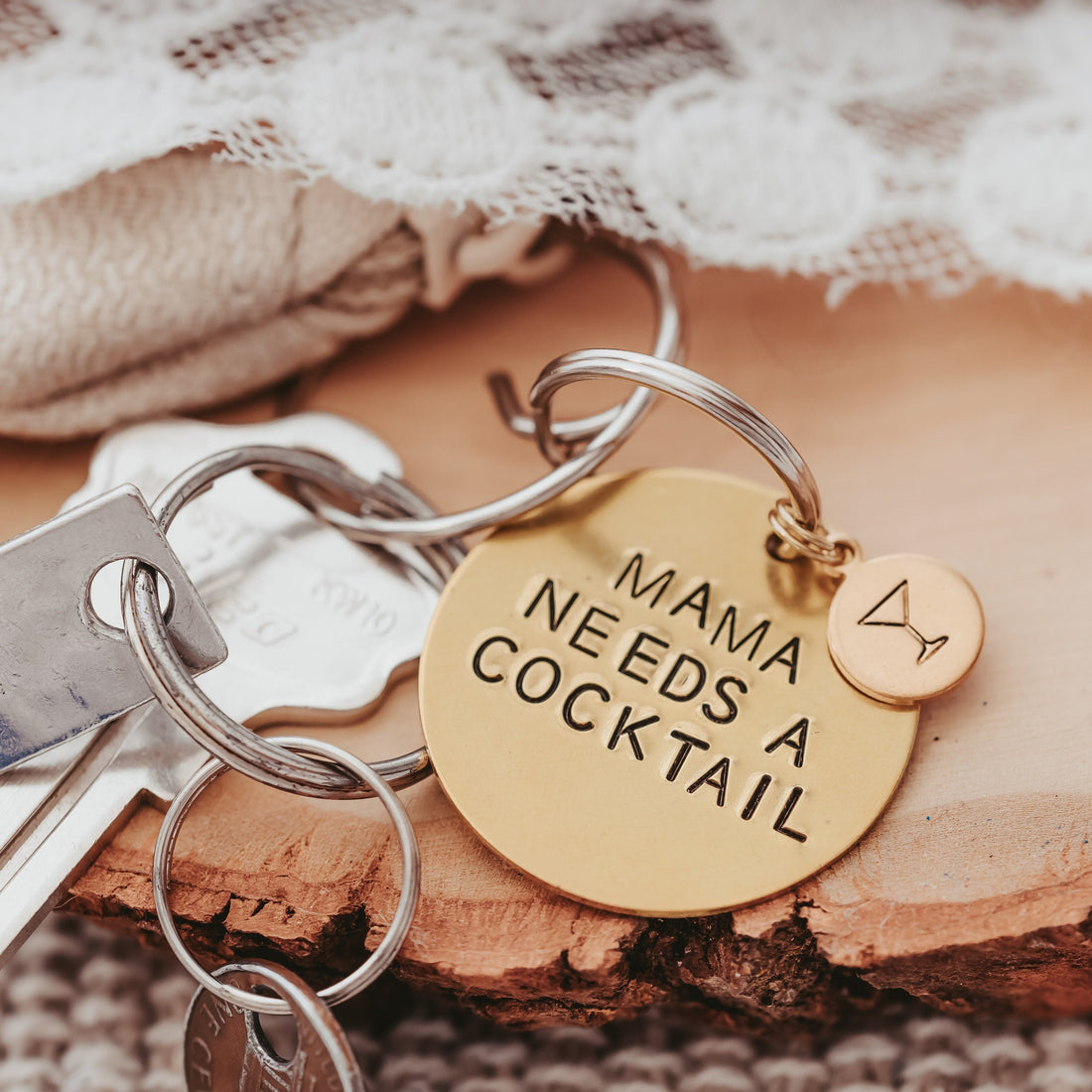 I AM ENOUGH Brass Keychain with Rainbow Emoji