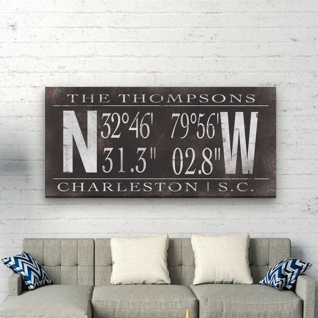 Personalized Family Name Latitude Longitude Coordinates Canvas