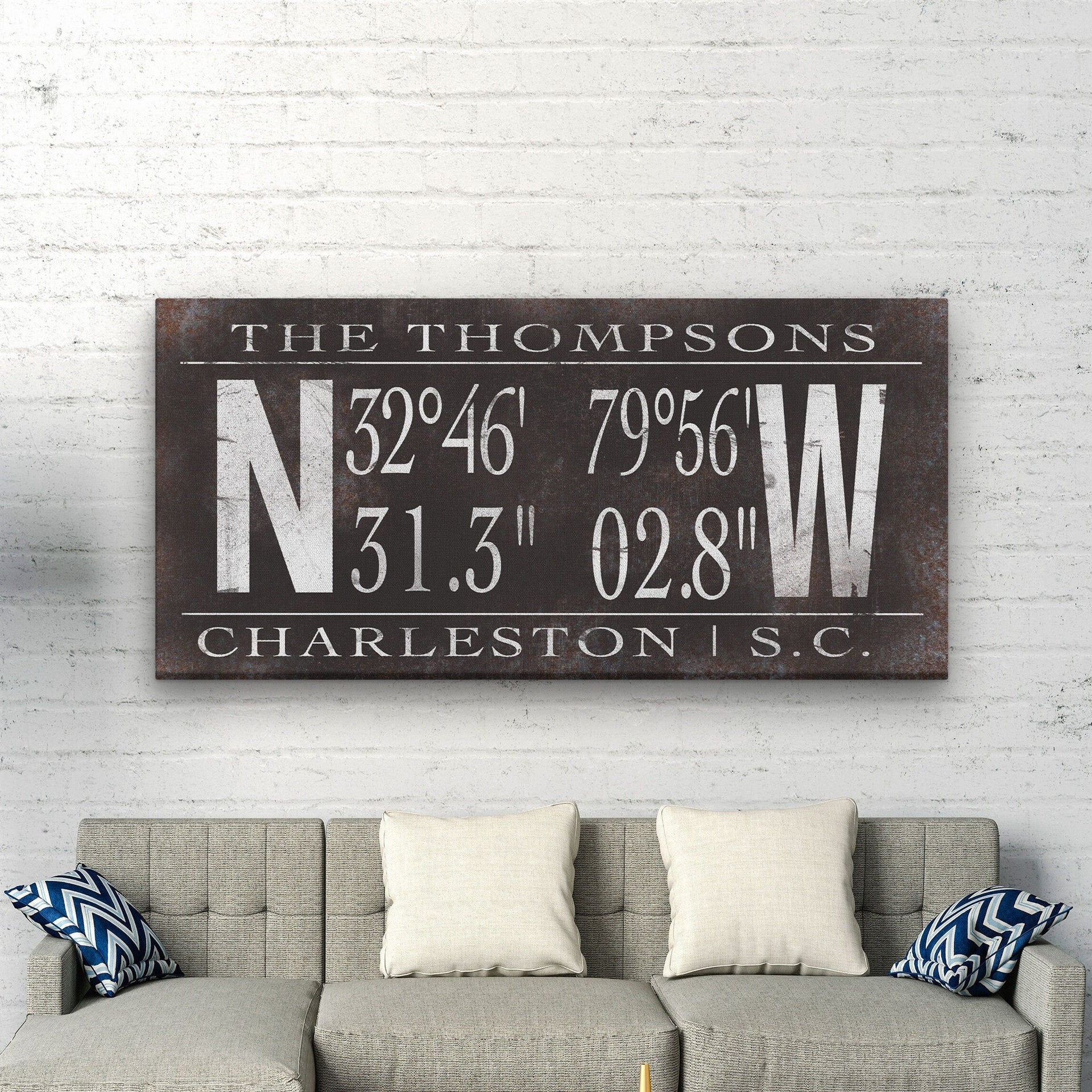 Personalized Family Name Latitude Longitude Coordinates Canvas