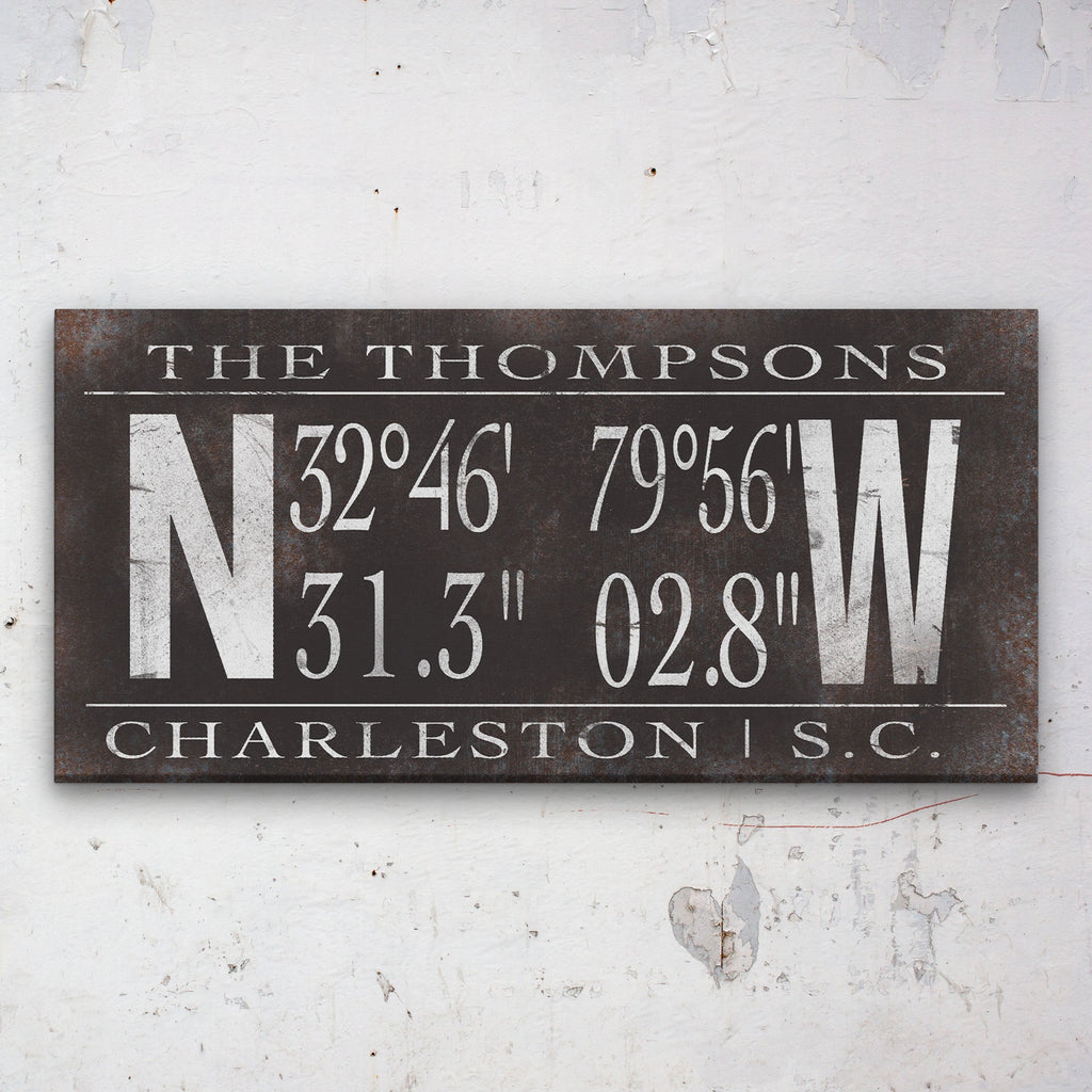 Personalized Family Name Latitude Longitude Coordinates Canvas