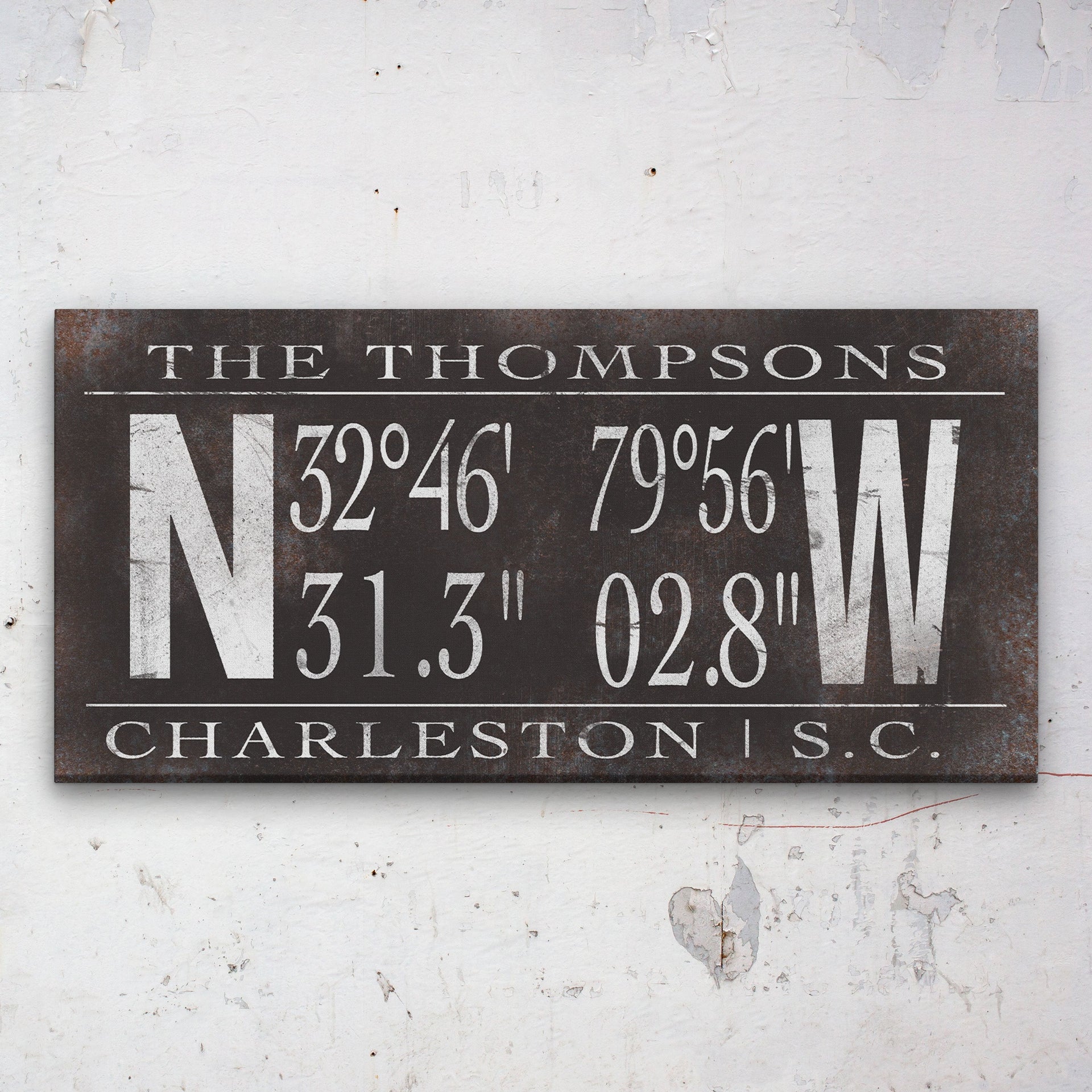Personalized Family Name Latitude Longitude Coordinates Canvas