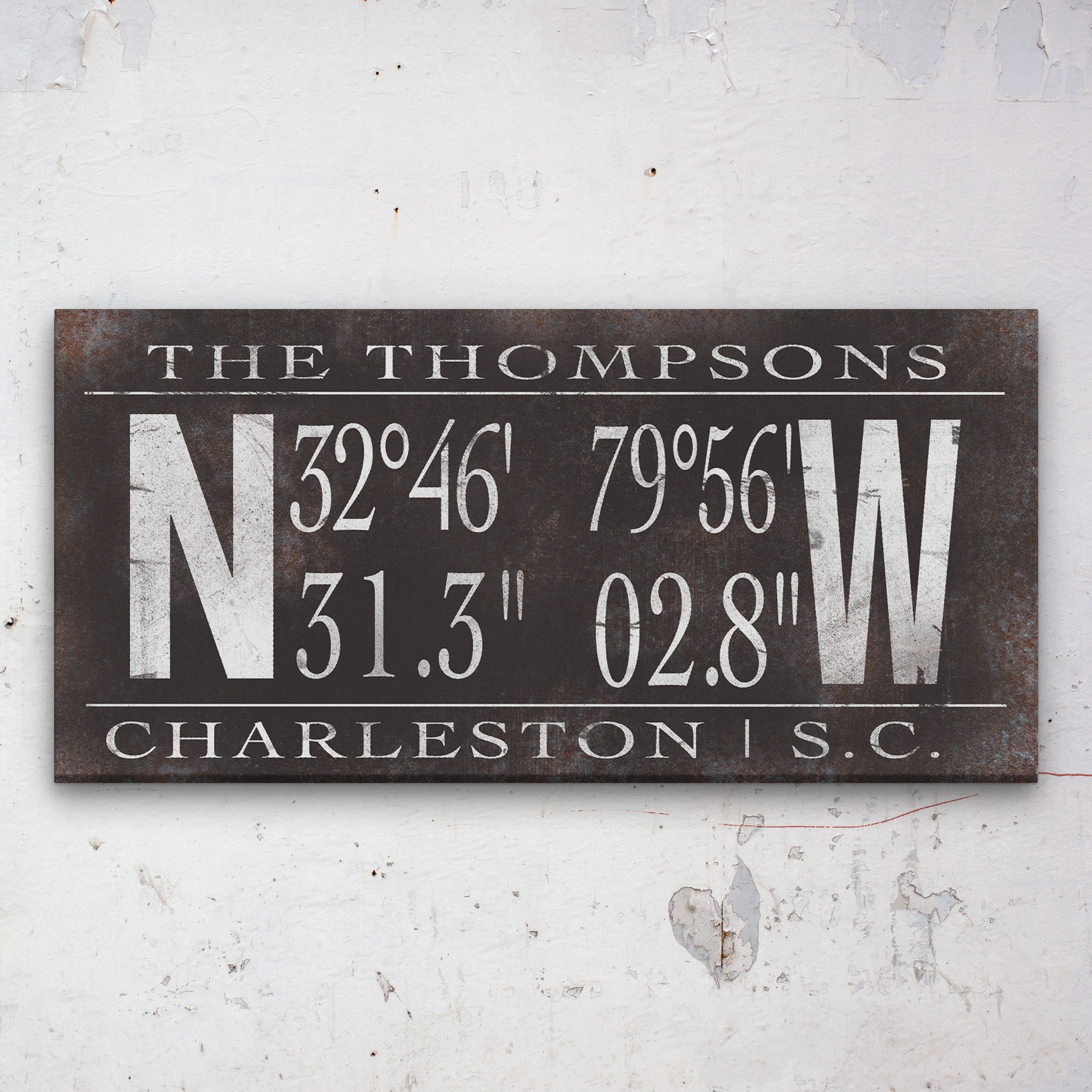 Personalized Family Name Latitude Longitude Coordinates Canvas