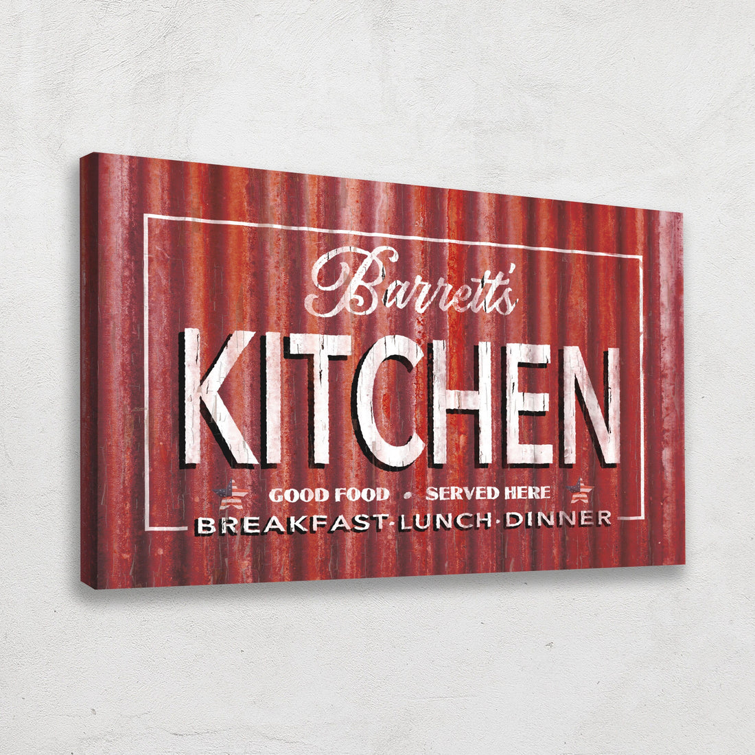 Personalized Vintage Farmhouse Kitchen Sign Rustic Metal Look Canvas