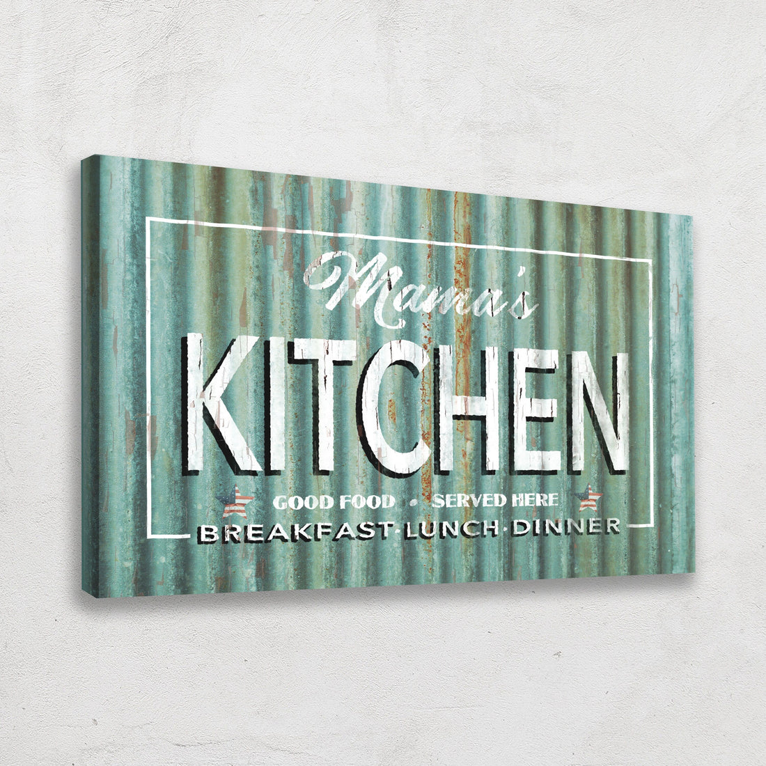 Personalized Vintage Farmhouse Kitchen Sign Rustic Metal Look Canvas