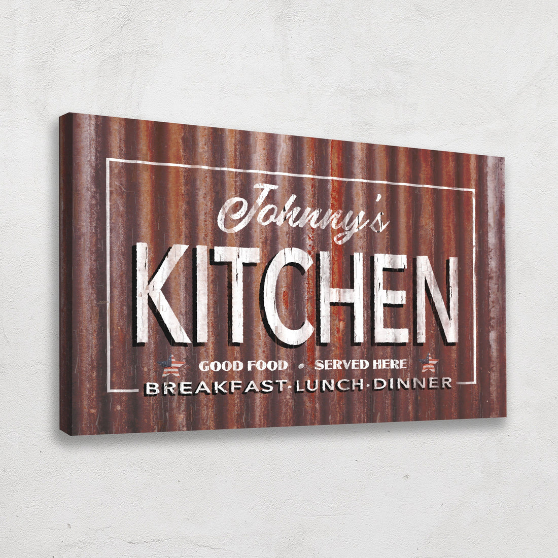 Personalized Vintage Farmhouse Kitchen Sign Rustic Metal Look Canvas