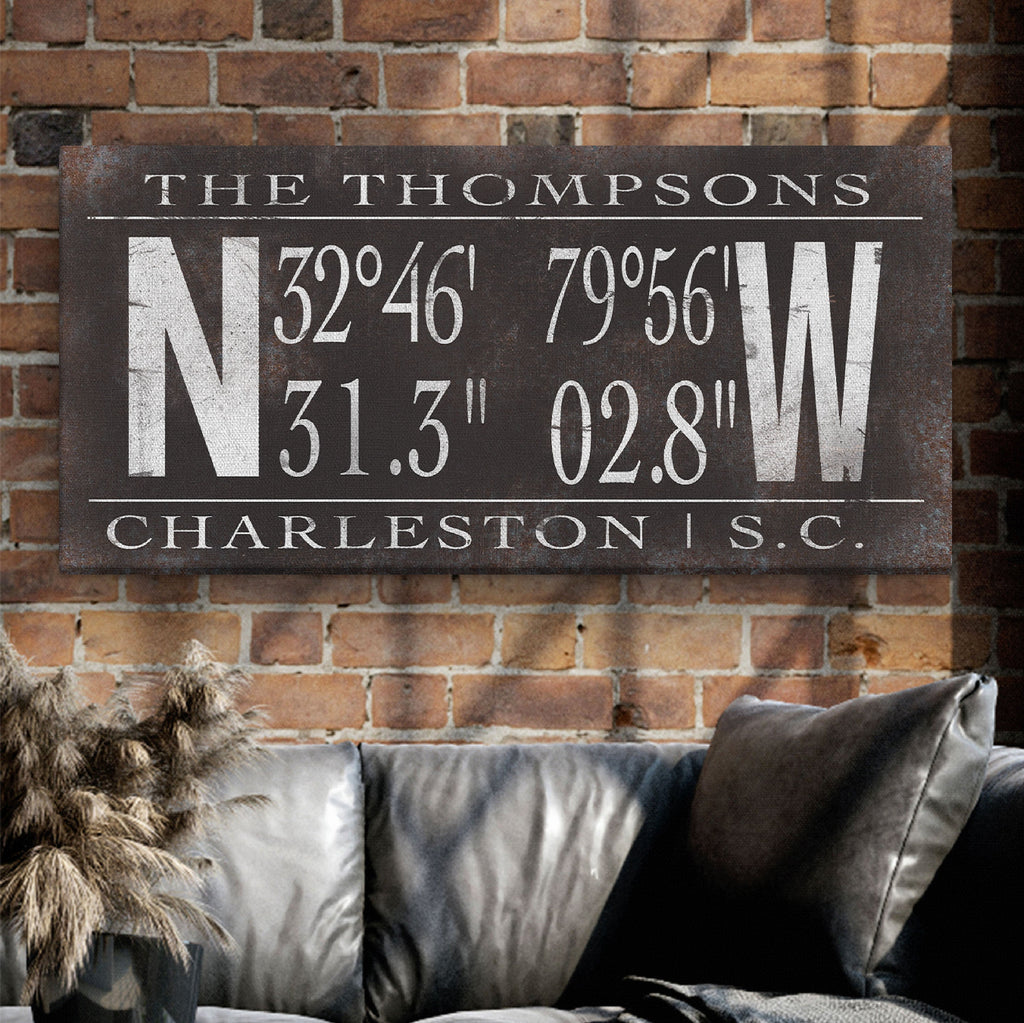 Personalized Family Name Latitude Longitude Coordinates Canvas