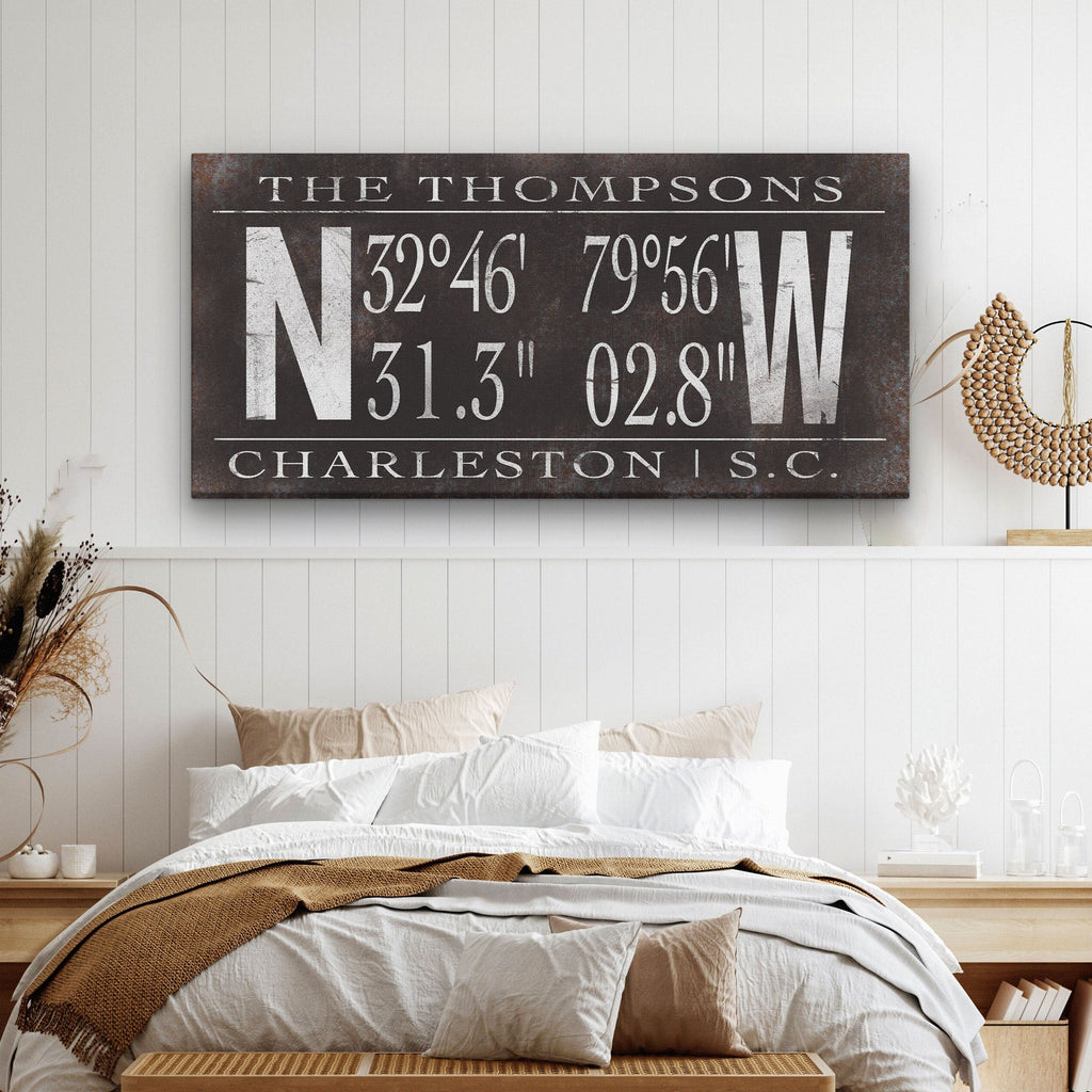 Personalized Family Name Latitude Longitude Coordinates Canvas