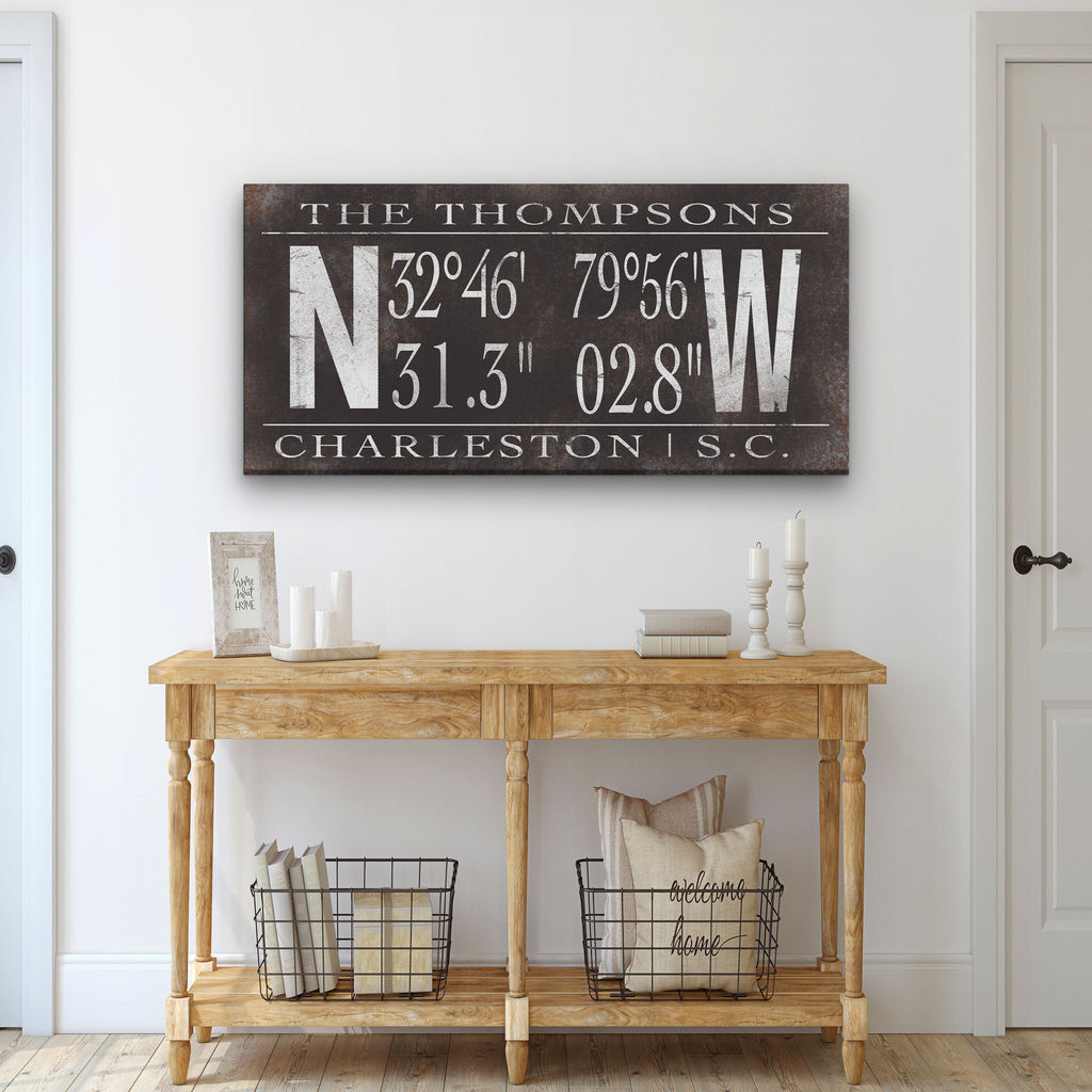 Personalized Family Name Latitude Longitude Coordinates Canvas
