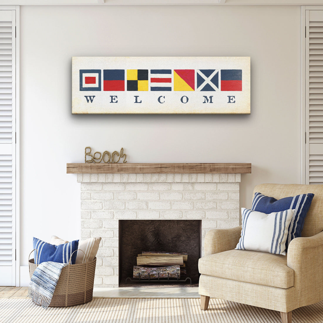 Nautical Welcome Flag Sign Maritime Signal Wall Decor Coastal Art