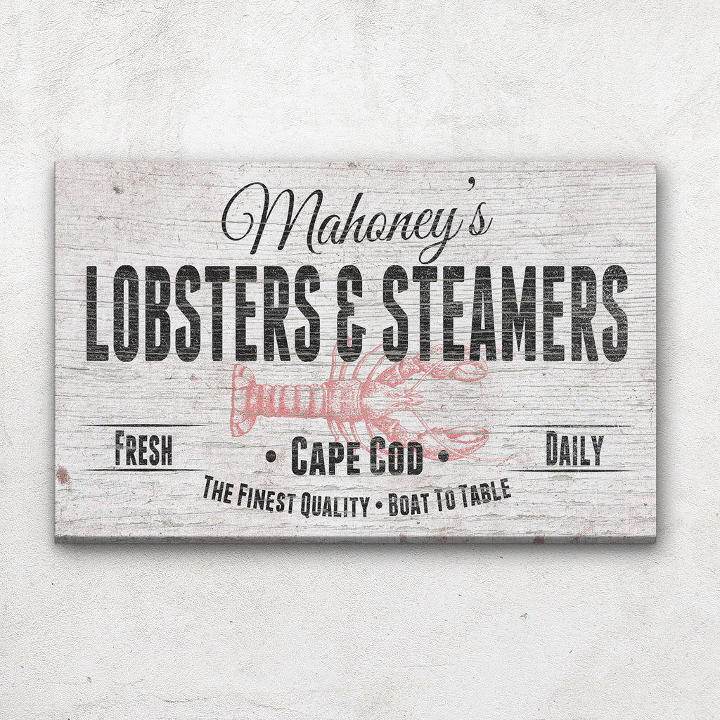 Personalized Lobster and Seafood Restaurant Canvas Wall Art