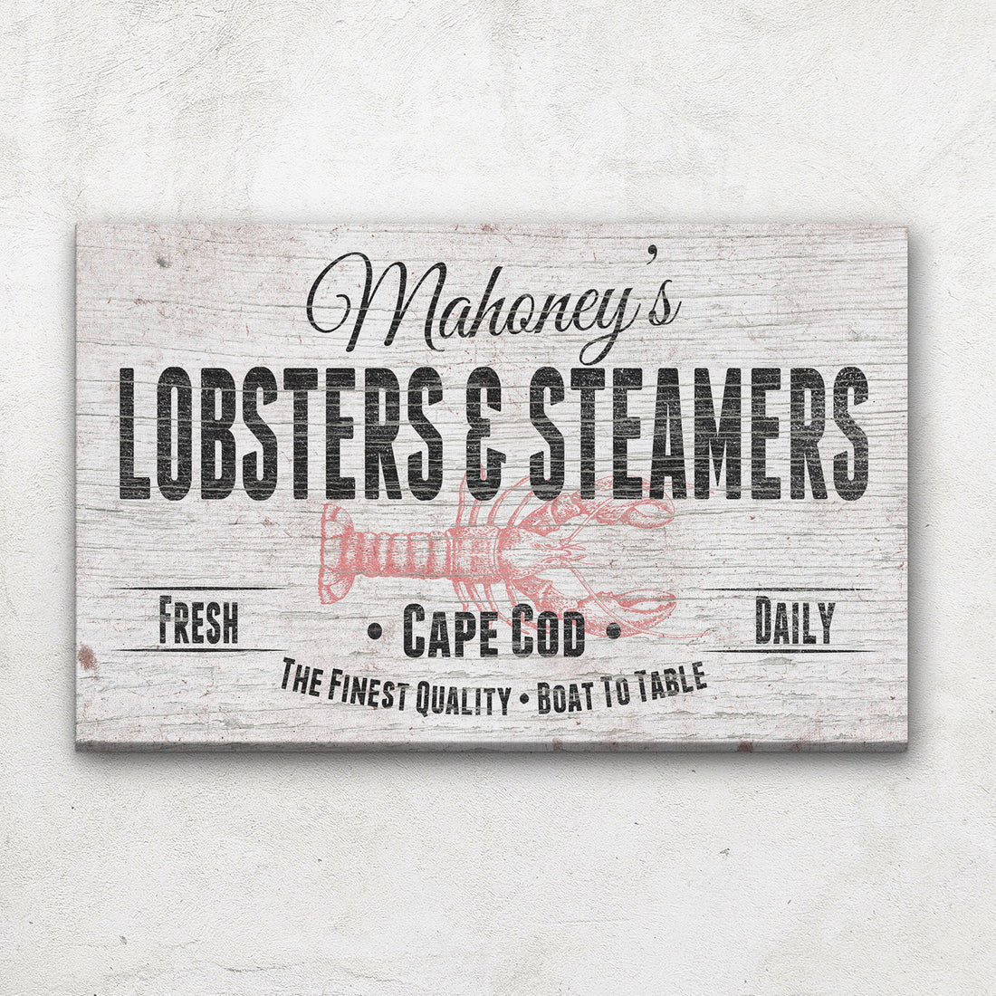 Personalized Lobster and Seafood Restaurant Canvas Wall Art