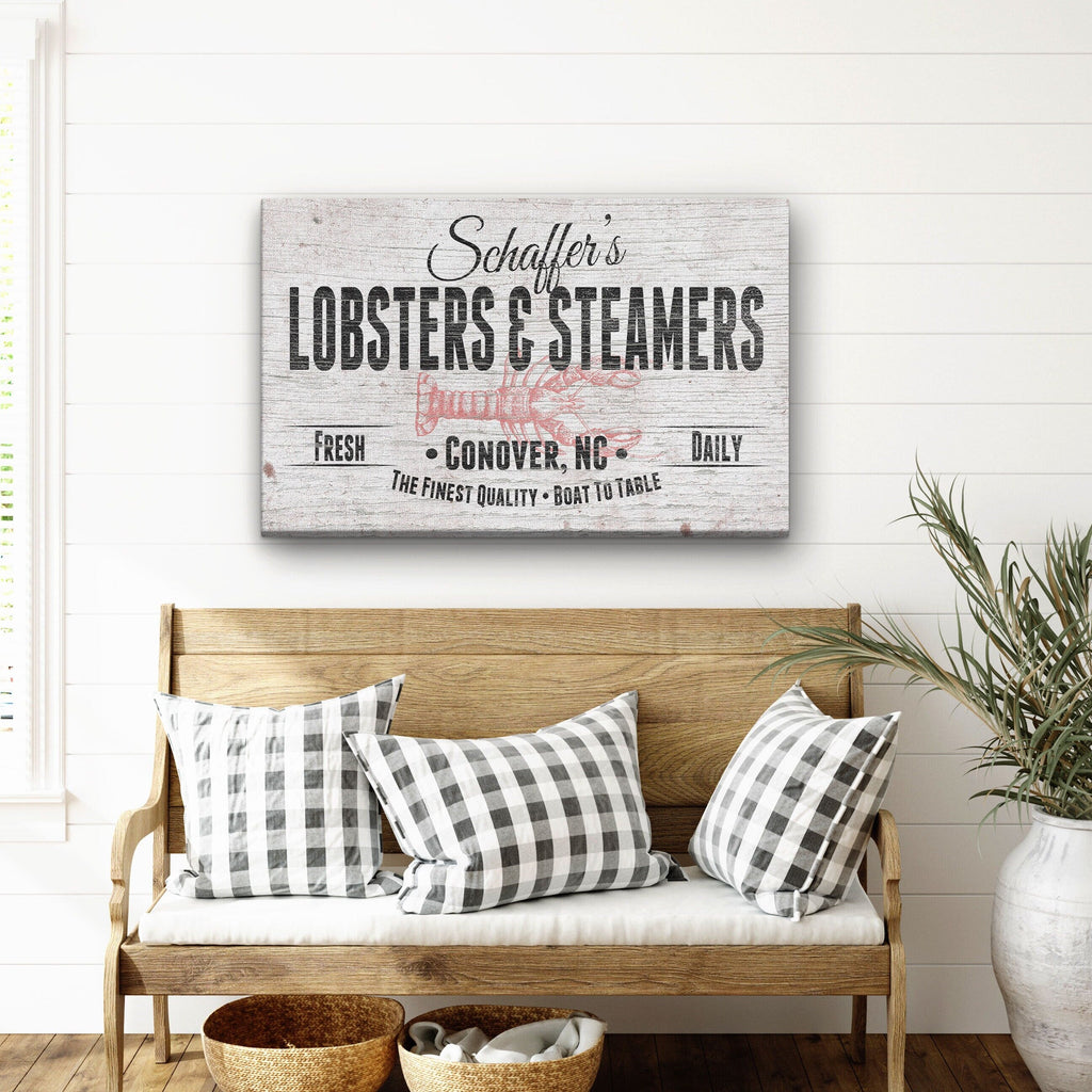 Personalized Lobster and Seafood Restaurant Canvas Wall Art