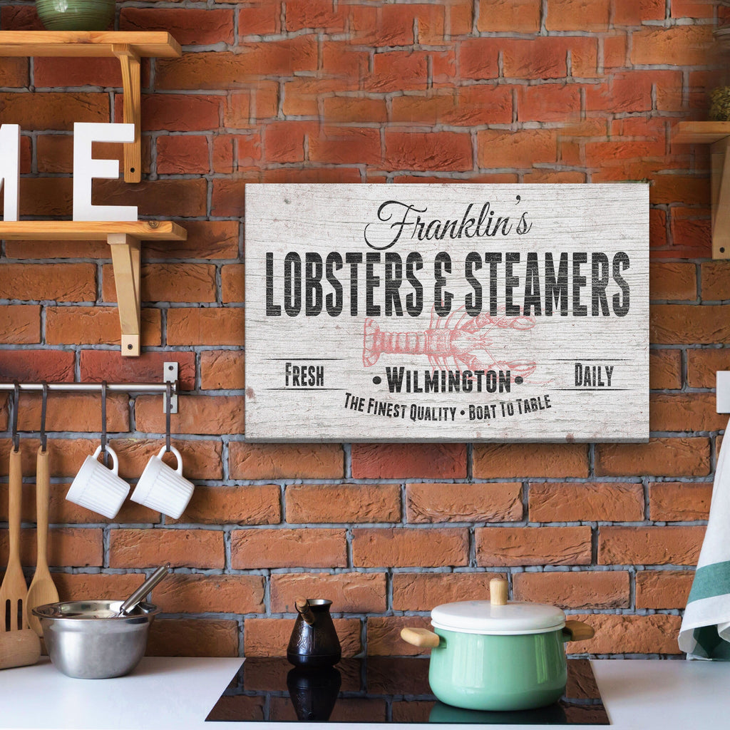 Personalized Lobster and Seafood Restaurant Canvas Wall Art