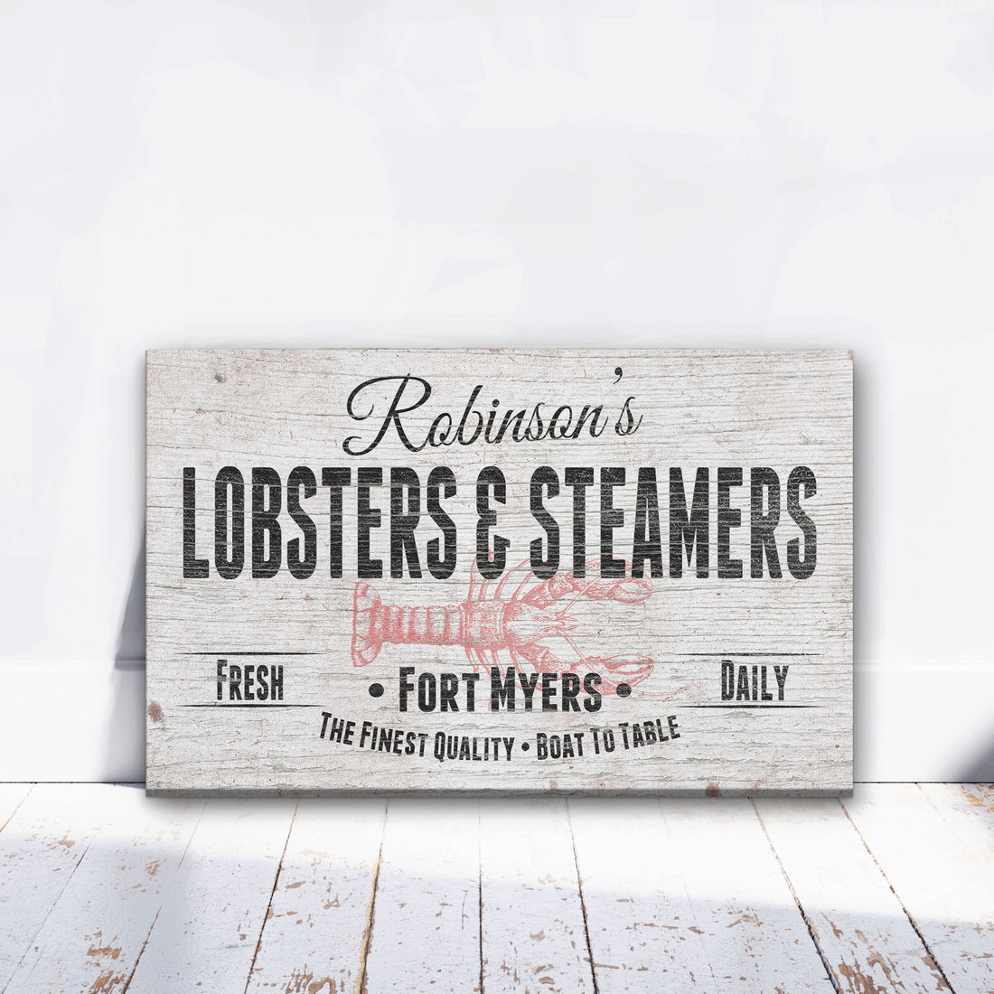 Personalized Lobster and Seafood Restaurant Canvas Wall Art
