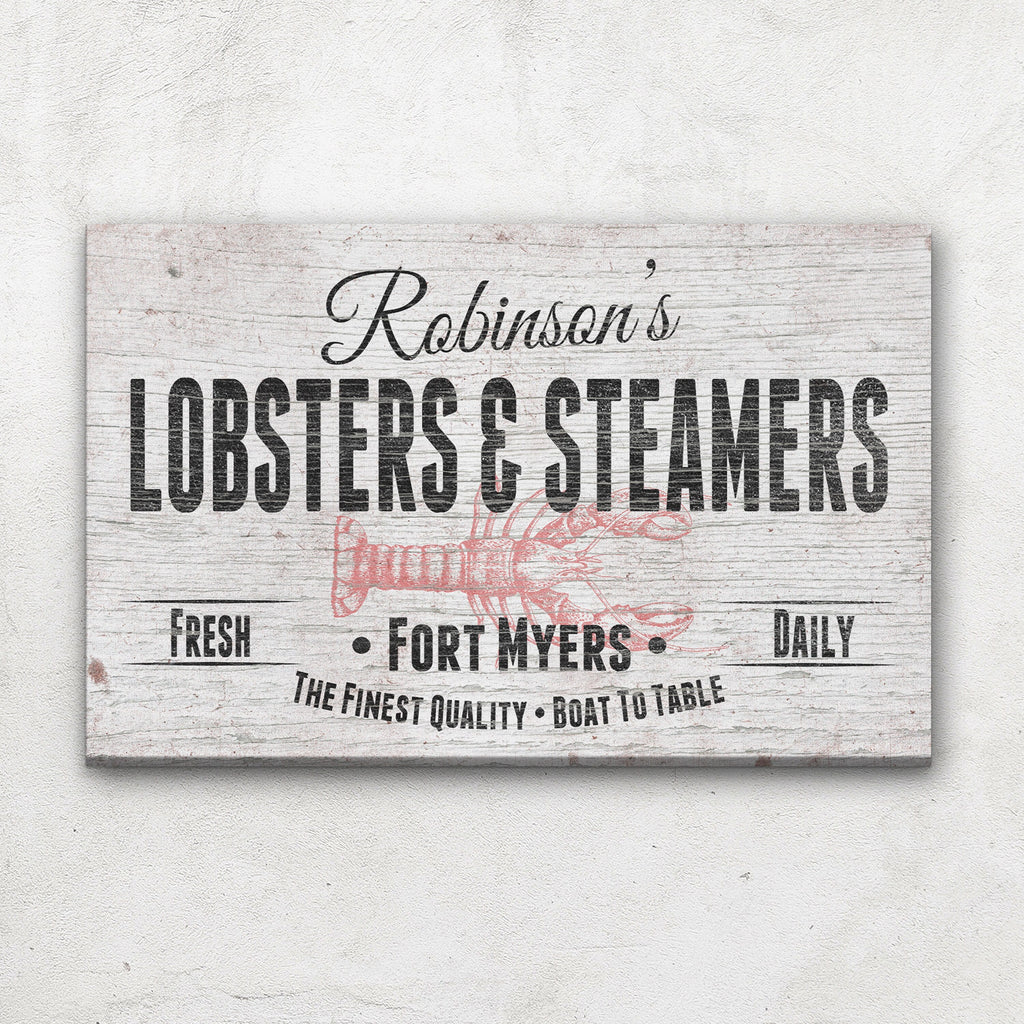 Personalized Lobster and Seafood Restaurant Canvas Wall Art