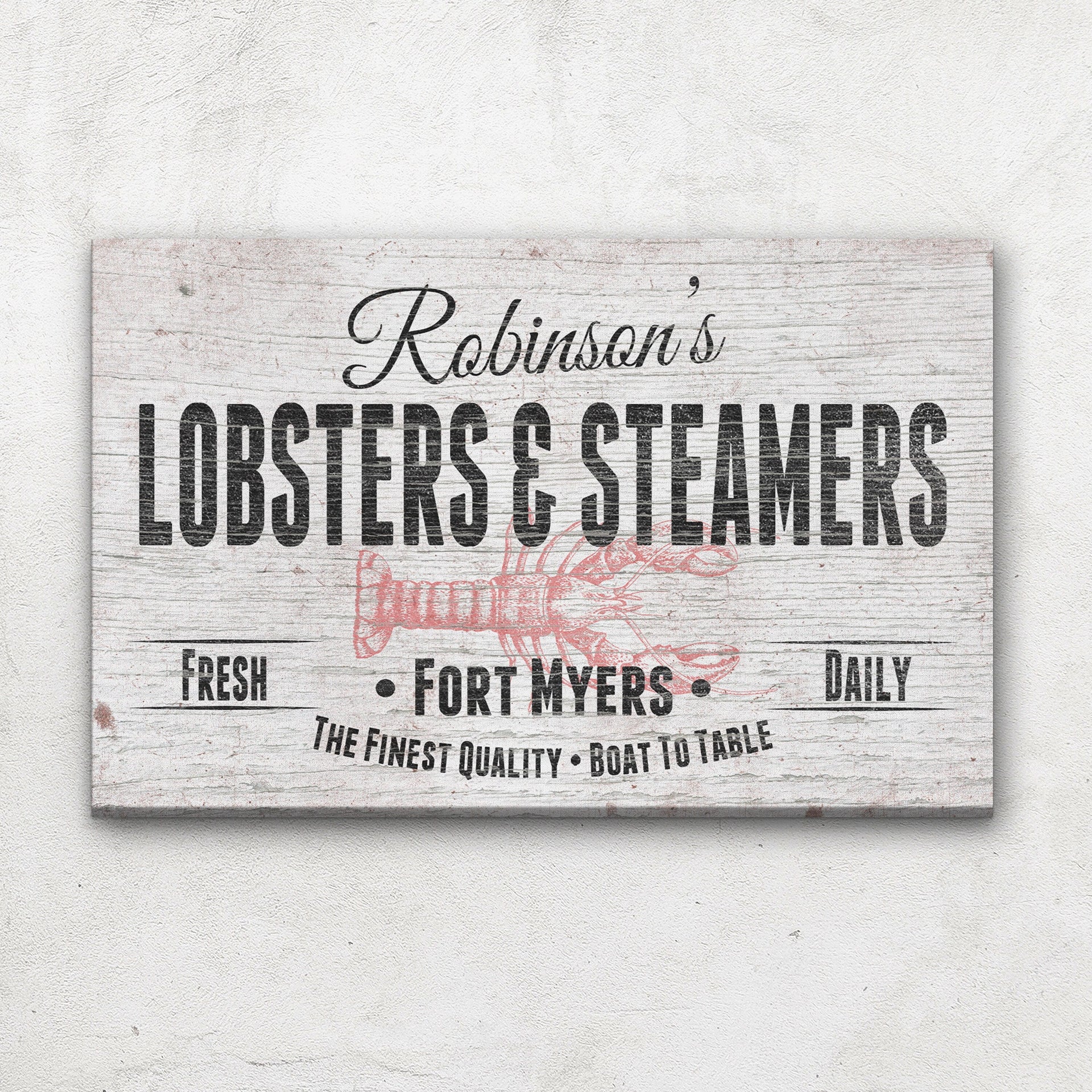 Personalized Lobster and Seafood Restaurant Canvas Wall Art