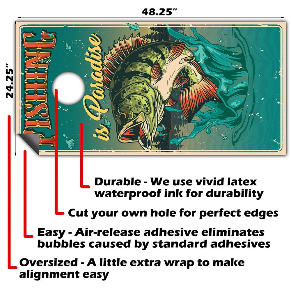 Bass Fishing - Cornhole Board Wrap - Set of 2