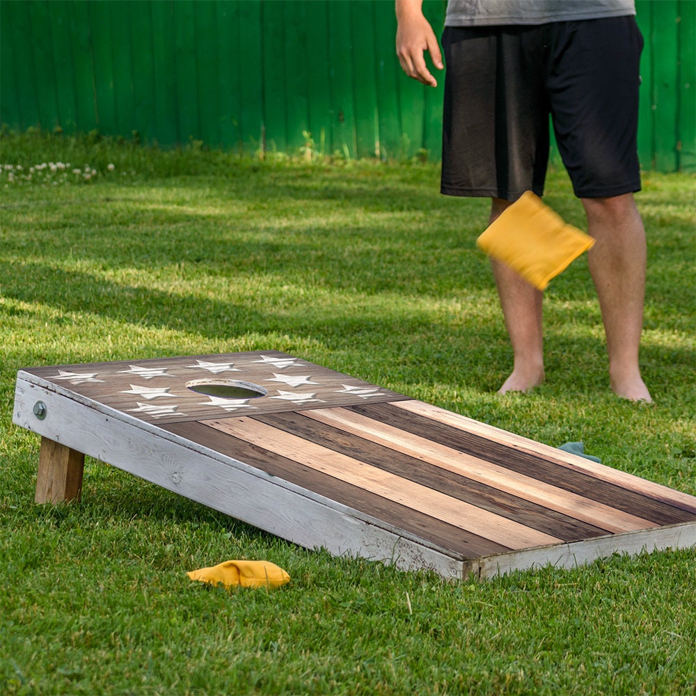 Brown Distressed American Flag - Cornhole Board Wrap - Set of 2