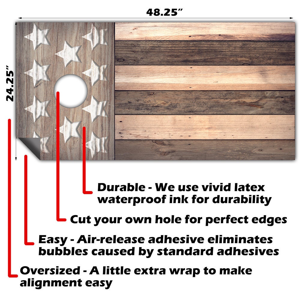 Brown Distressed American Flag - Cornhole Board Wrap - Set of 2