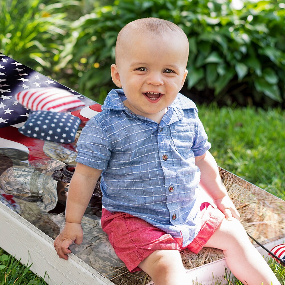 American Flag Military - Cornhole Board Wrap - Set of 2