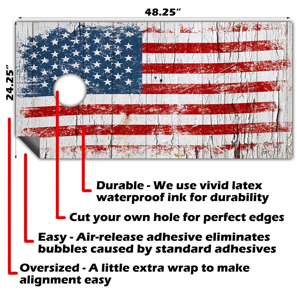 Cracked Wood Flag - Cornhole Board Wrap - Set of 2