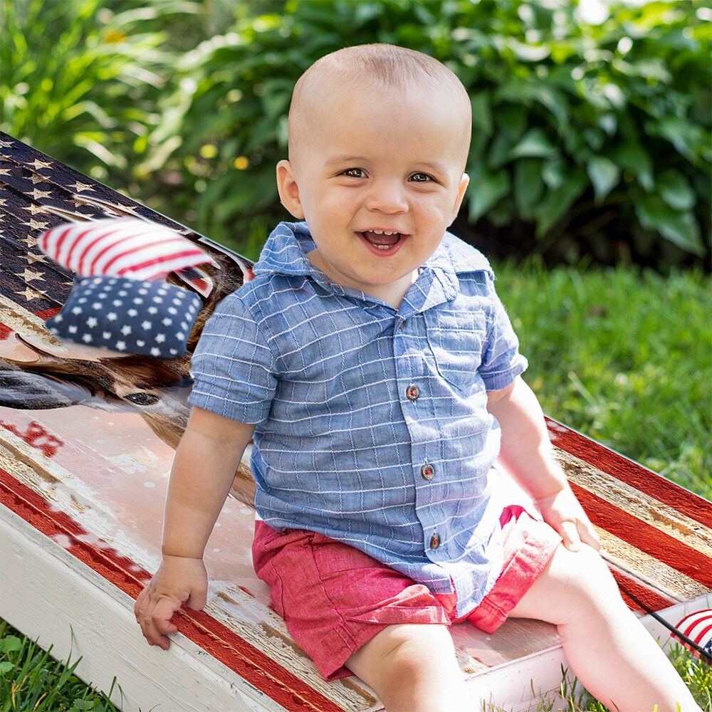 Deer and American Flag - Cornhole Board Wrap - Set of 2