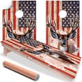 Deer and American Flag - Cornhole Board Wrap - Set of 2