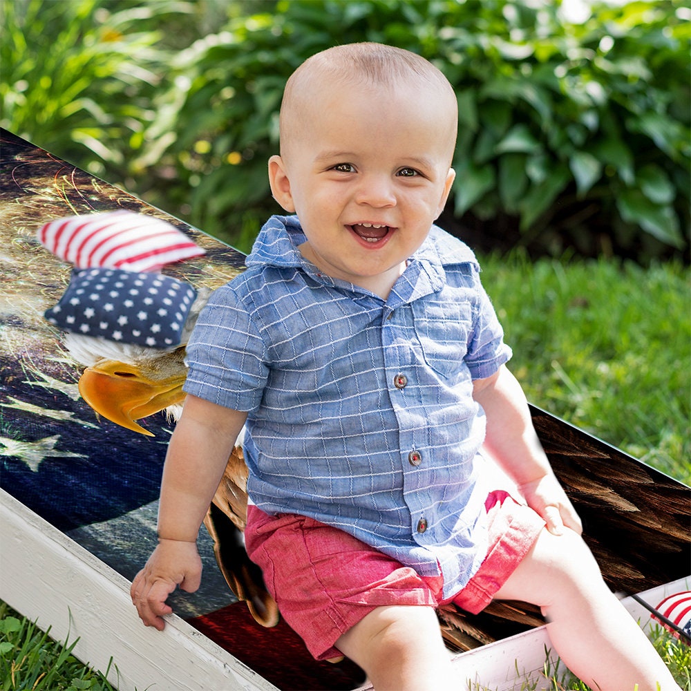 Eagle Flag Fireworks - Cornhole Board Wrap - Set of 2
