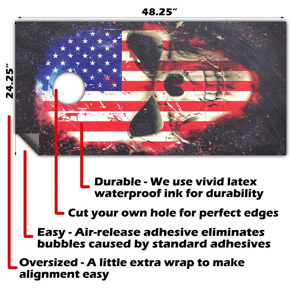 Flag Skull - Cornhole Board Wrap - Set of 2