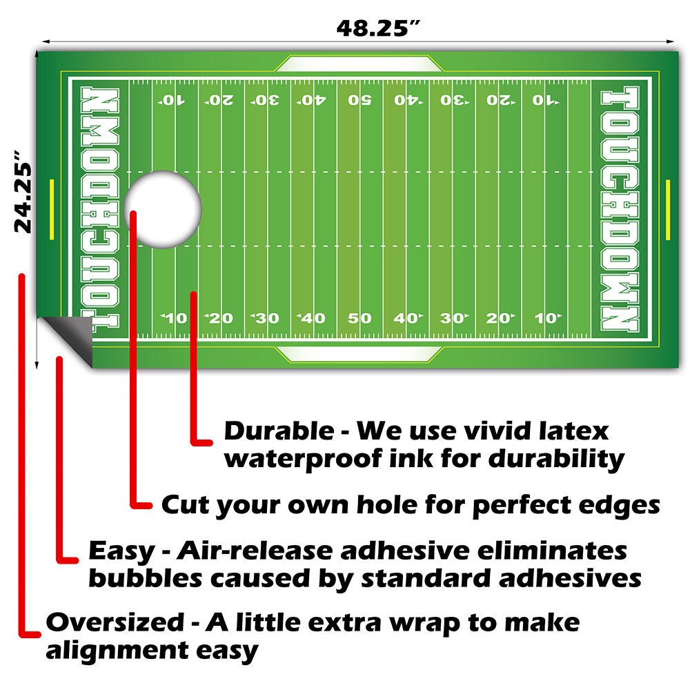 Football Field - Cornhole Board Wrap - Set of 2