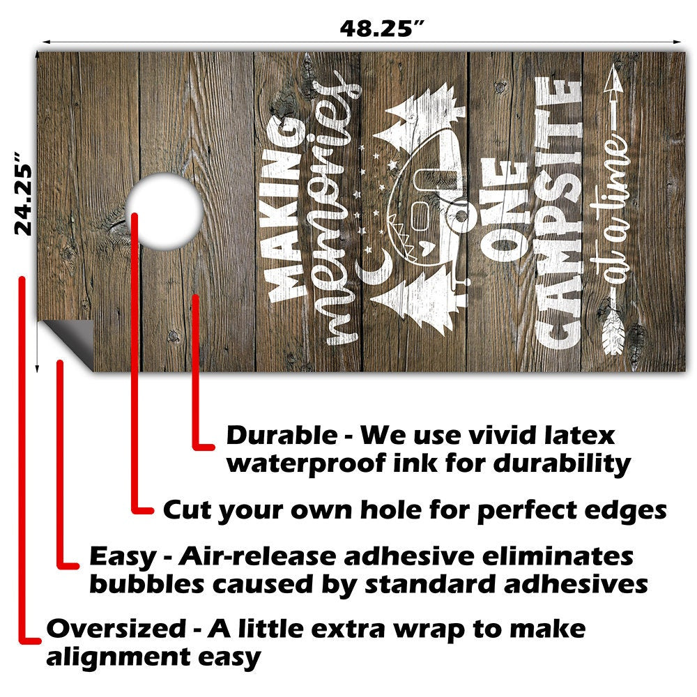 Making Memories at Camp - Cornhole Board Wrap - Set of 2