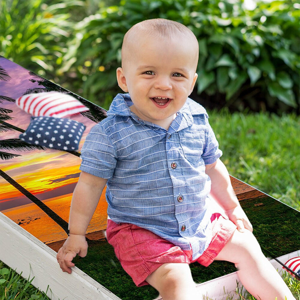 Palm Beach Sunset - Cornhole Board Wrap - Set of 2