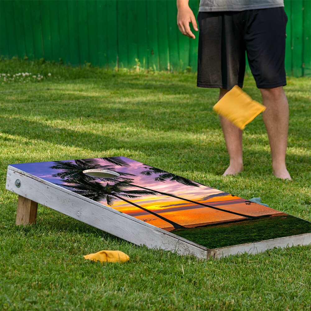 Palm Beach Sunset - Cornhole Board Wrap - Set of 2