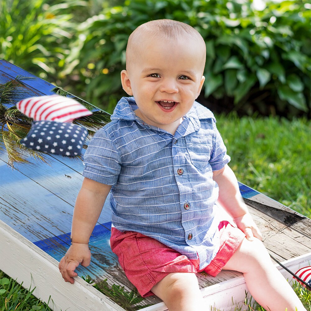 Sand and Blue Sky - Cornhole Board Wrap - Set of 2