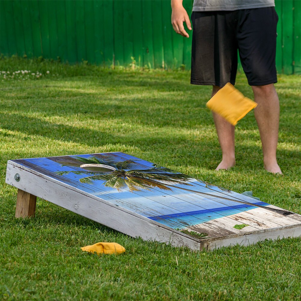 Sand and Blue Sky - Cornhole Board Wrap - Set of 2